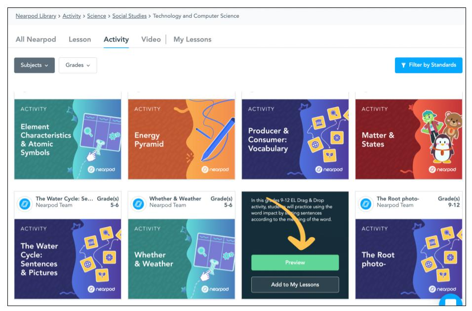 Add Premade Activities to a Lesson