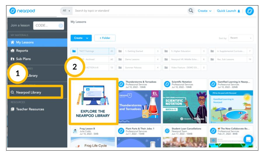 Search for lessons, videos, and activities in Nearpod