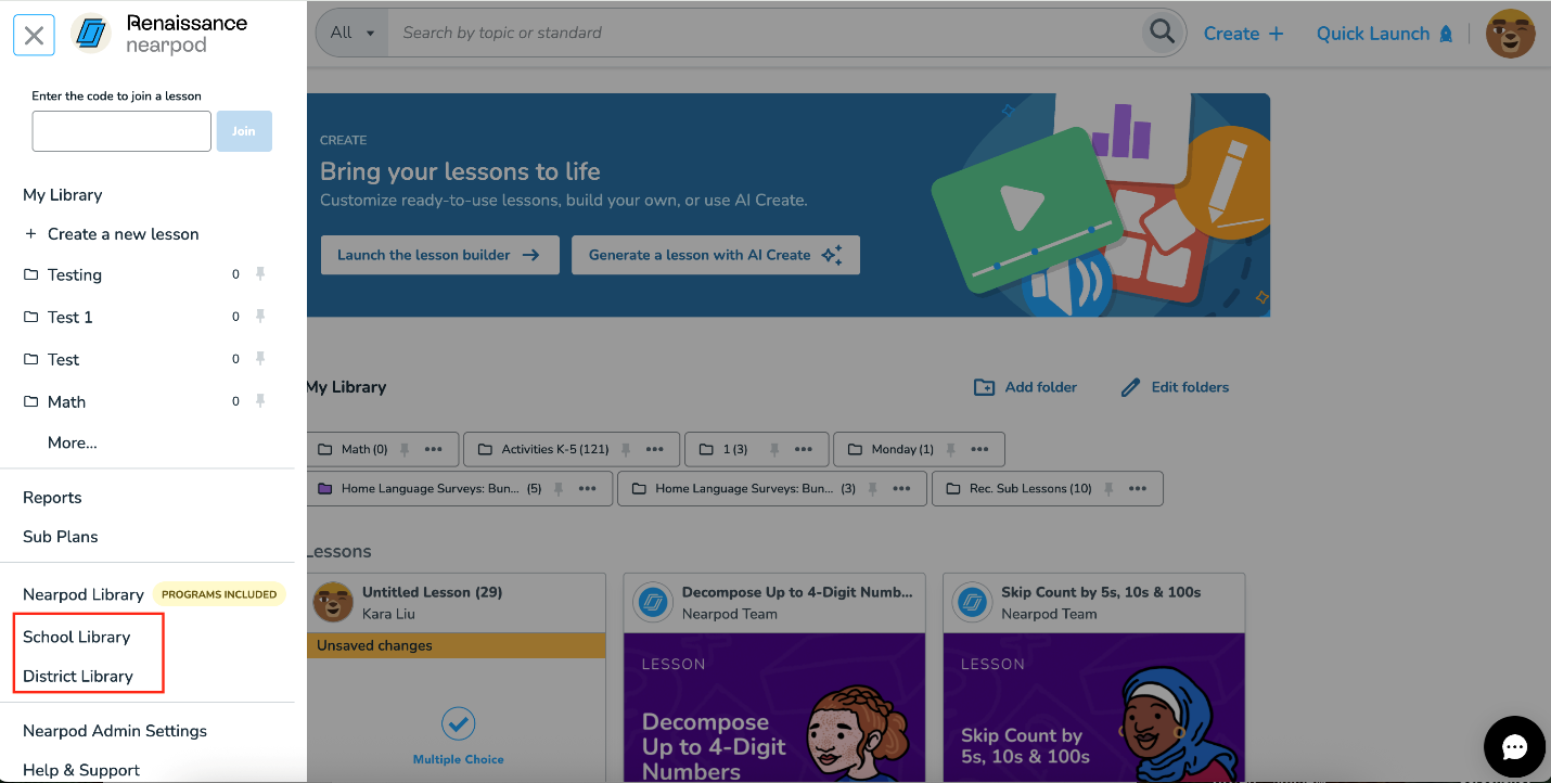 How to find lessons in your School or District Library