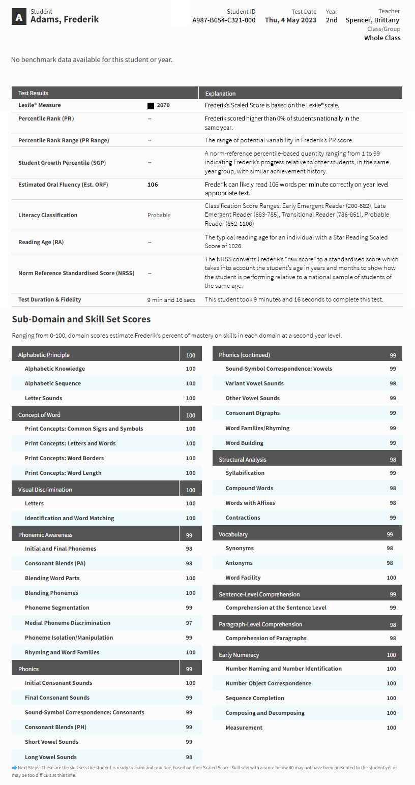 Star Diagnostic Report