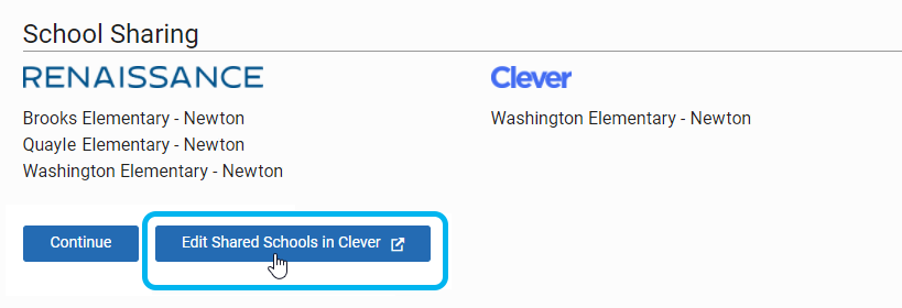 Clever Integration, Review and Edit Shared Schools