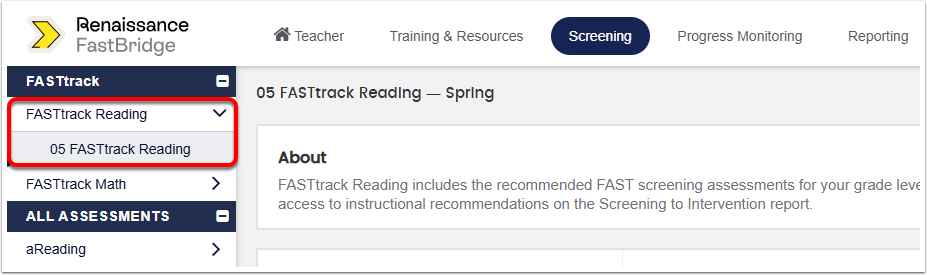 Screening to Intervention Report - Reading