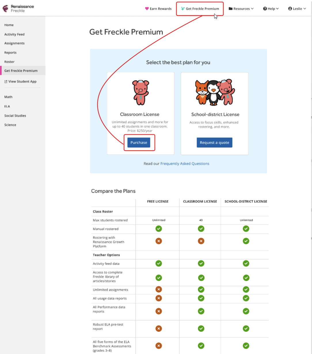 What features of Freckle are free? What do I get with Freckle Premium ...