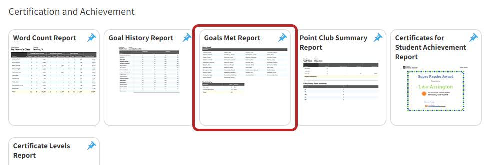 Goals Met Report