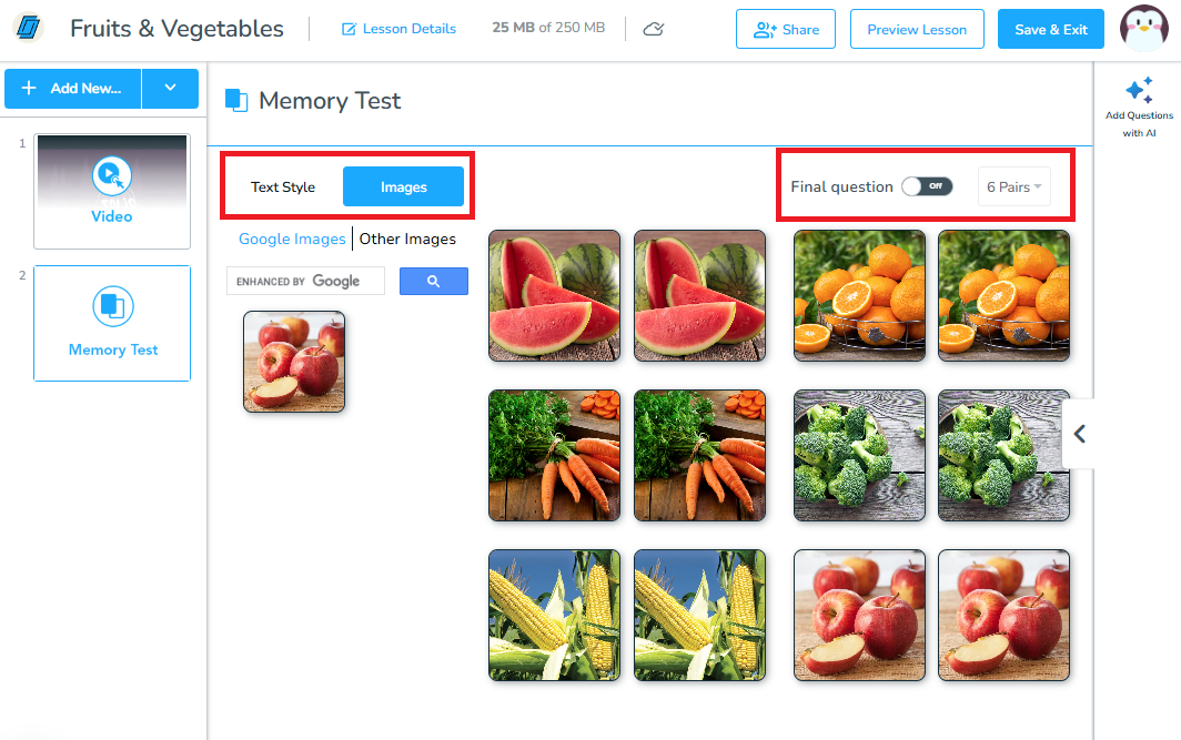 How to use a Memory Test in a Nearpod lesson