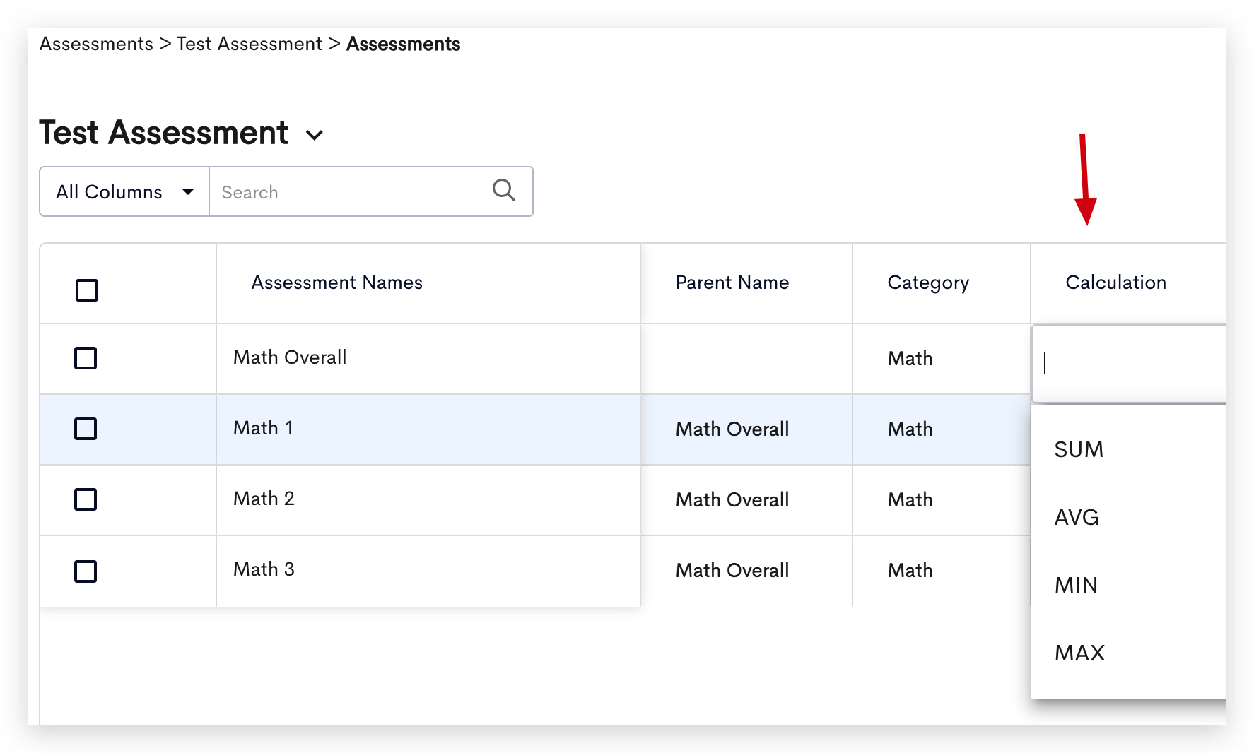 Assessment Calculation Types