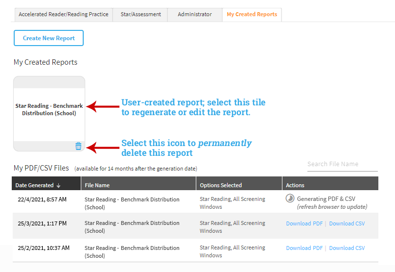 My Created Reports