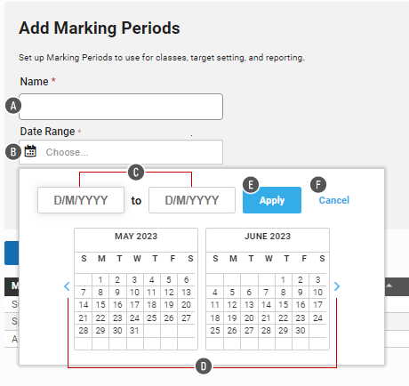 Adding/Editing Marking Periods