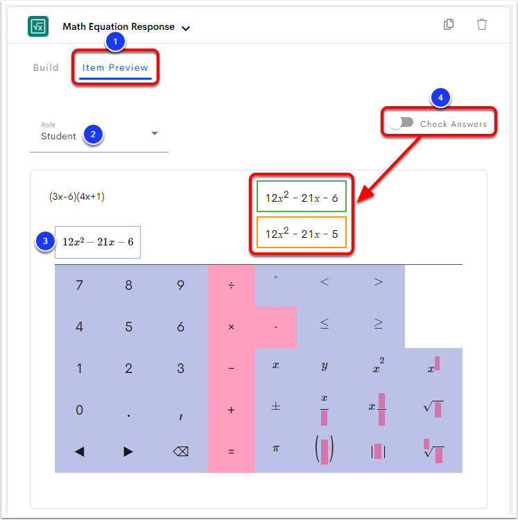 Create a Math Equation Response Item
