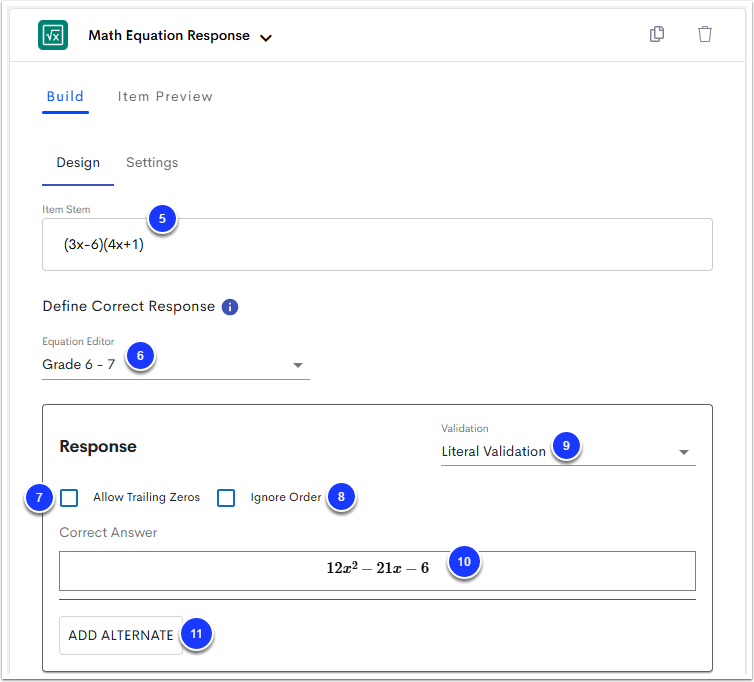 Create a Math Equation Response Item