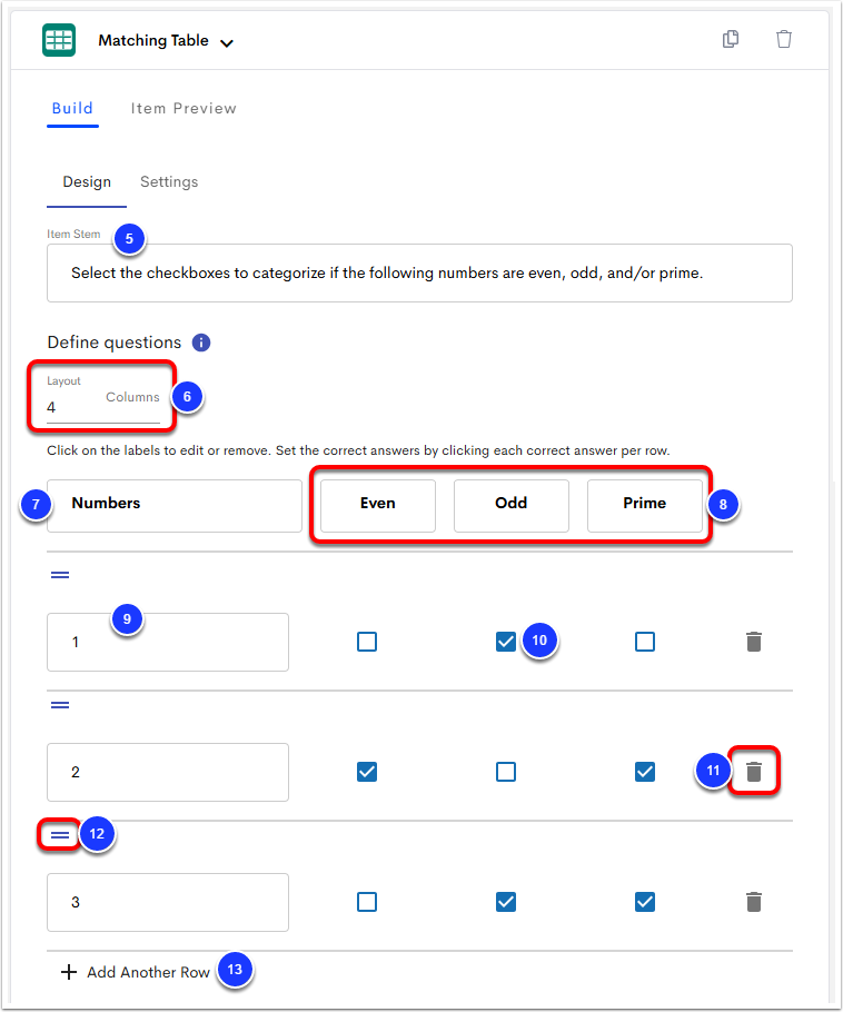 Create a Matching Table Item