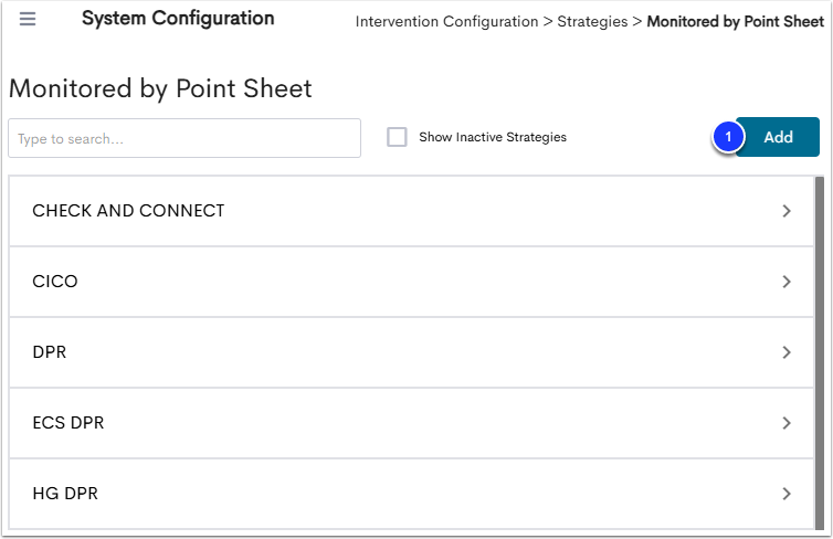Configure Strategies Monitored by Point Sheet