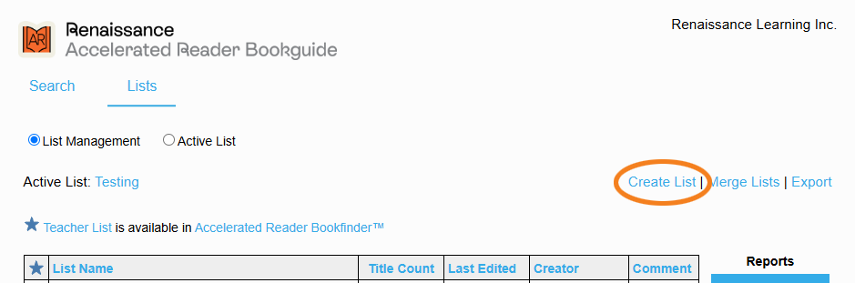 Book and Quiz Lists (AR Bookguide)