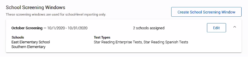 Creating School Screening Windows