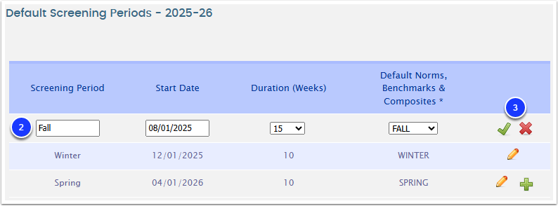 Managing Screening Periods