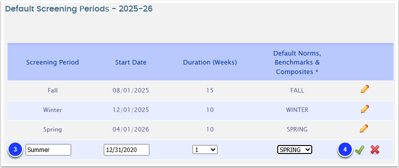 Managing Screening Periods