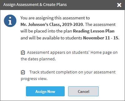 Creating Assessment Plans and Assigning Assessments to Students