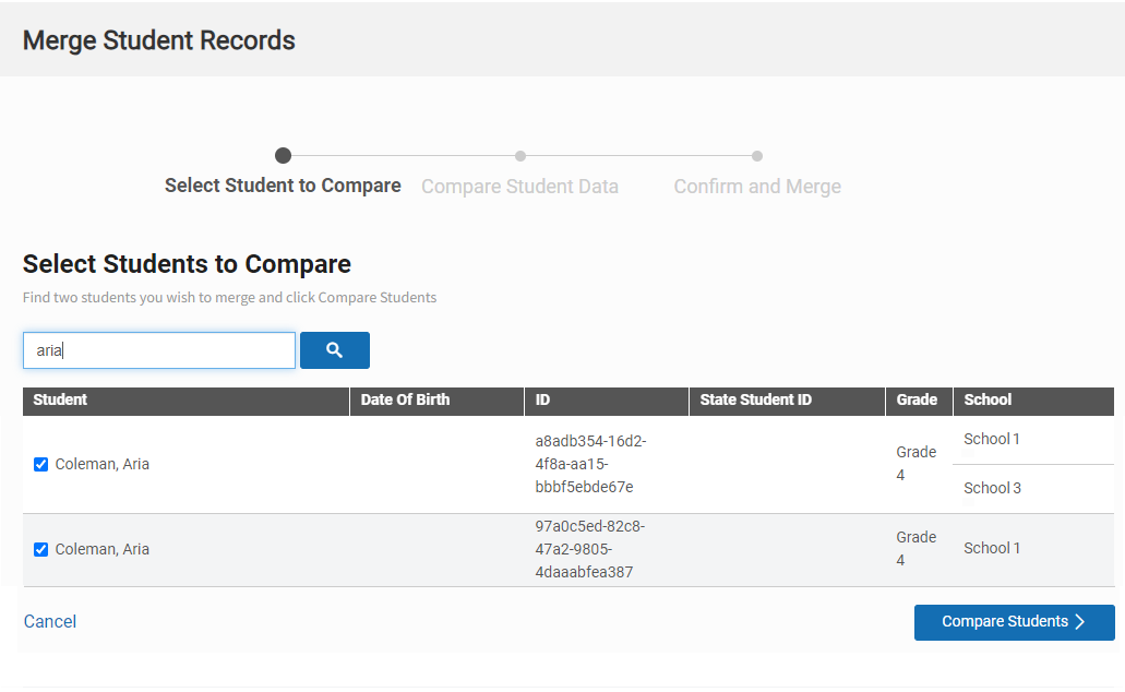 Merging Student Records
