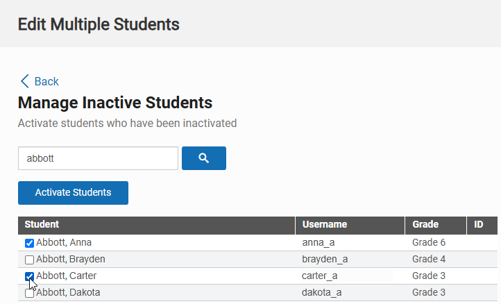 Activate Inactive Student Records