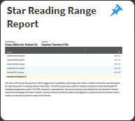 Star Reading Range Report