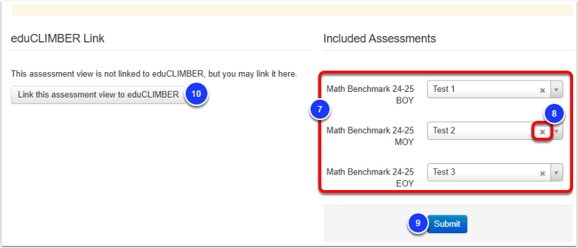Link a DnA Assessment View to eduCLIMBER