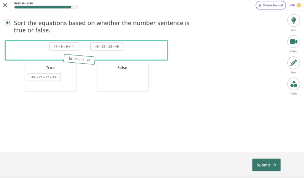 What types of problems will students see in Freckle Math Practice?