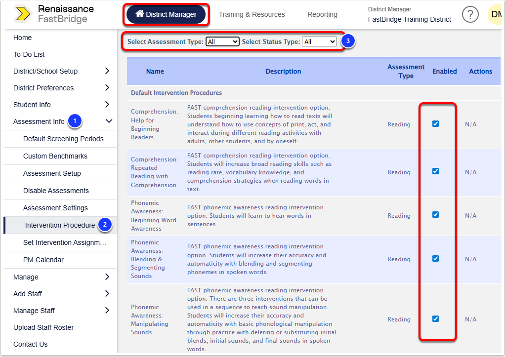 Managing Available Interventions