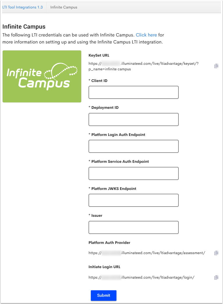 Set Up an Infinite Campus LTI 1.3 Connection