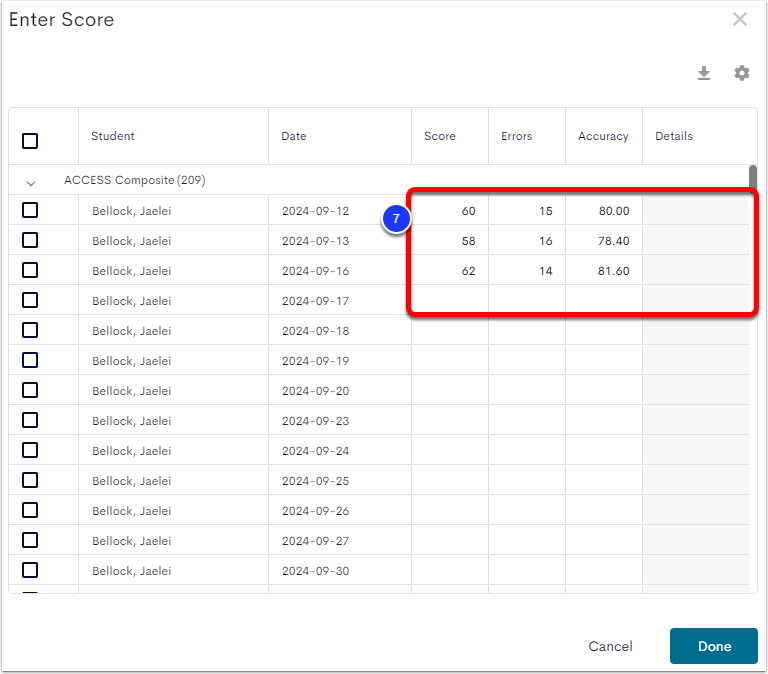 Enter and Edit Monitoring Scores