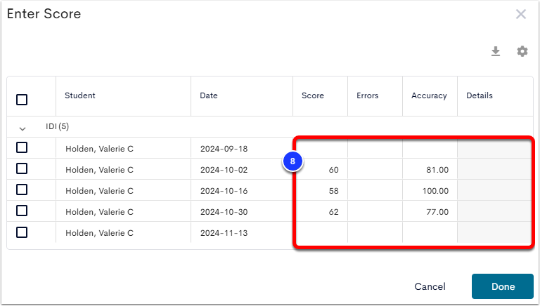 Enter and Edit Monitoring Scores