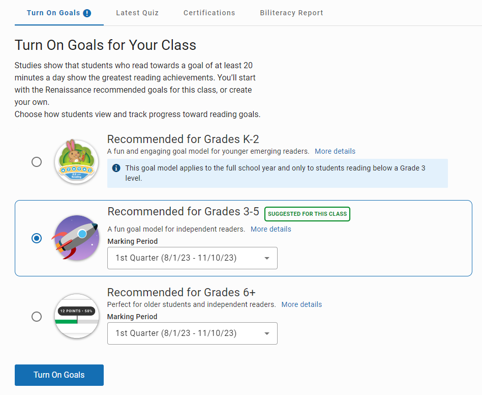Choosing or Changing the Goal Model for Your Class