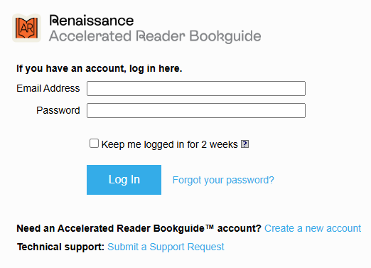 Log In, Password and User Account in AR Bookguide