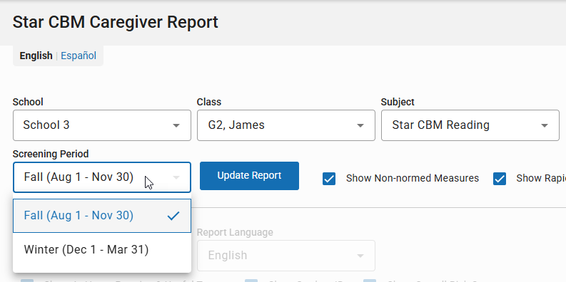 Star CBM Caregiver Report