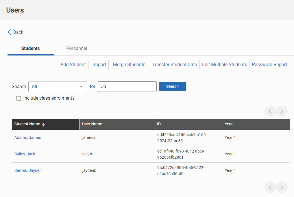 Users - View Students