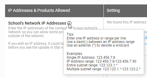 IP Addresses and Product Access
