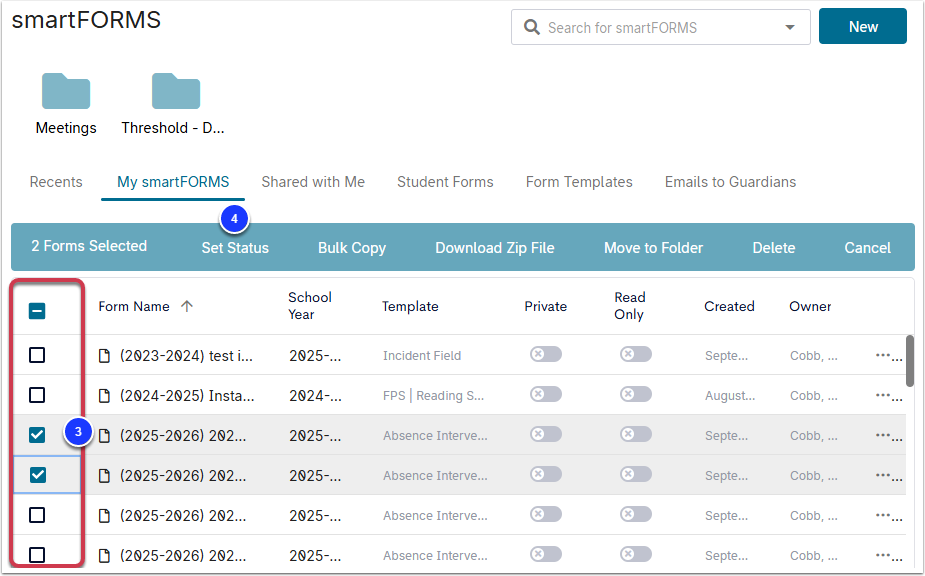 Bulk Add/Change Status Codes in smartFORMS