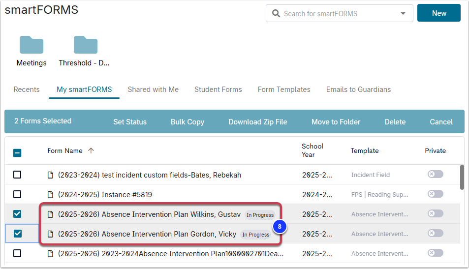 Bulk Add/Change Status Codes in smartFORMS