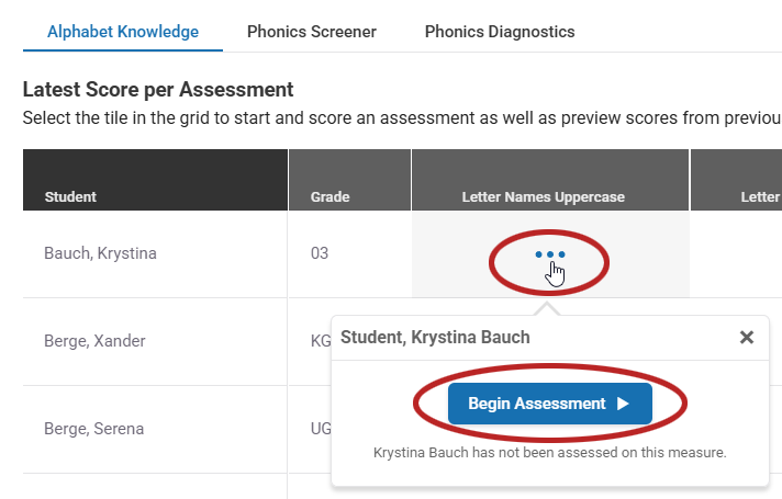 Alphabet Knowledge Testing Instructions