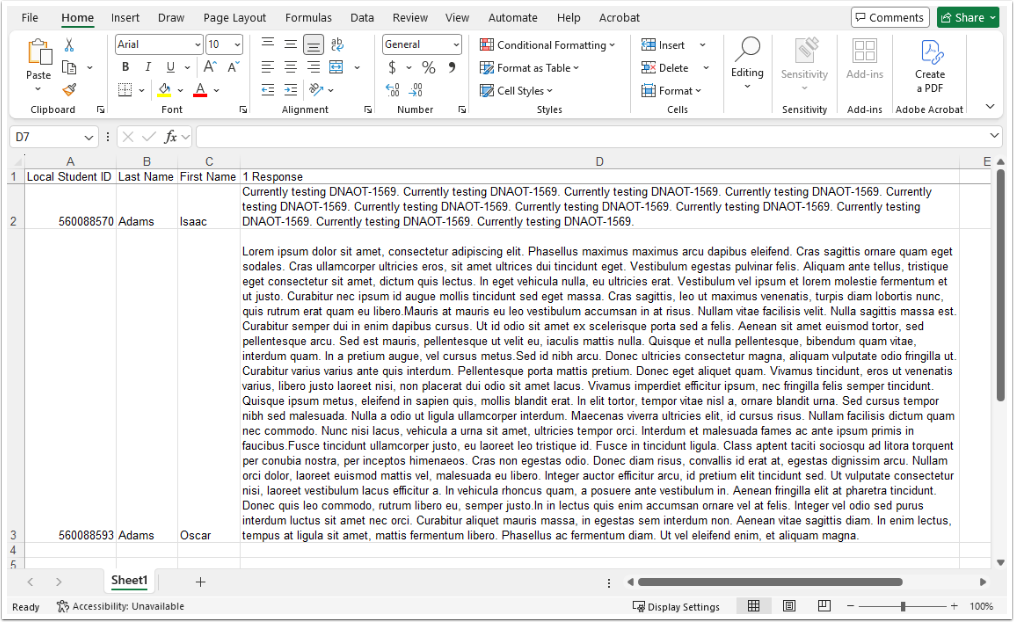 Export Student Constructed Response Data from Assessments