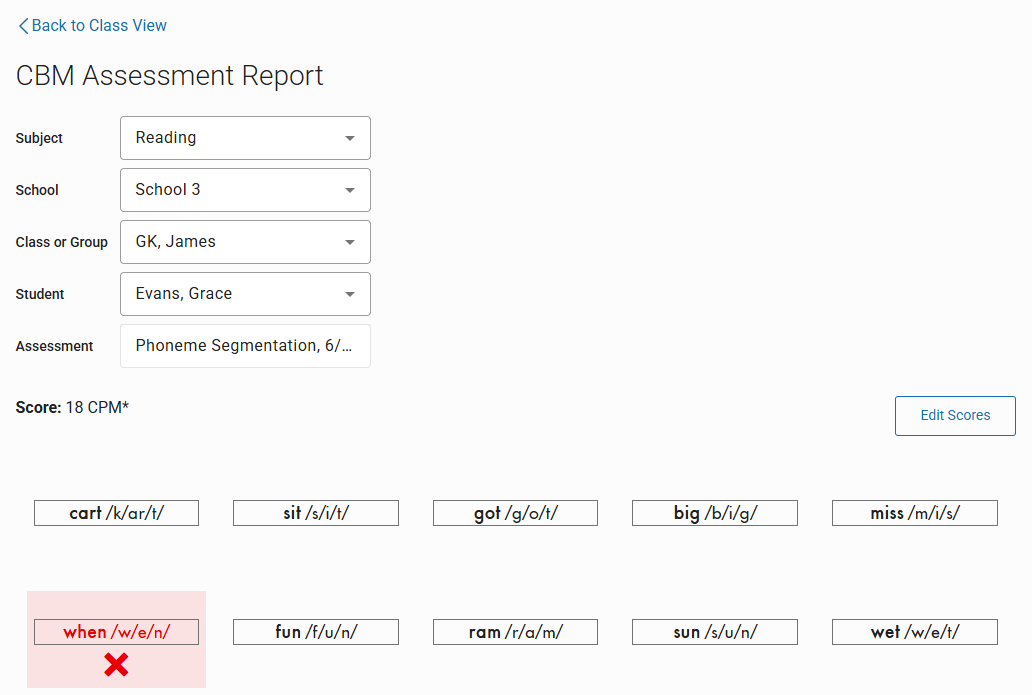 Viewing Star CBM Assessment Details (CBM Assessment Report)