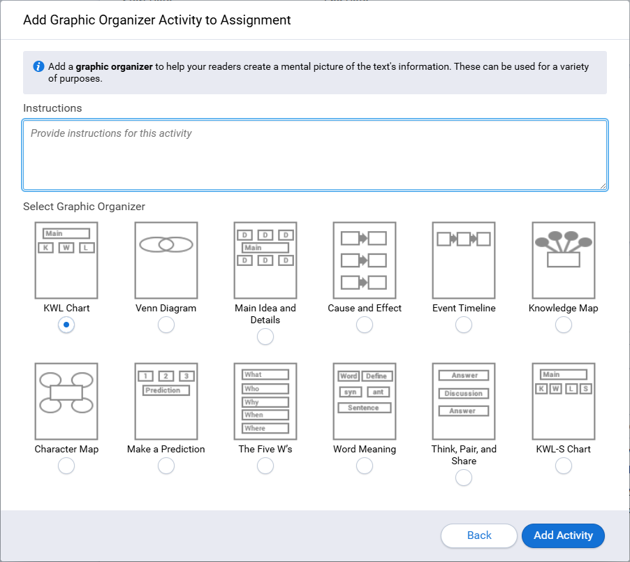 Graphic Organizer Assignment Activities