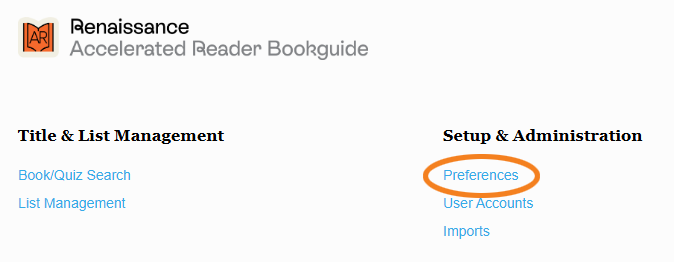 General Preferences (AR Bookguide)