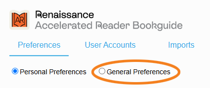 General Preferences (AR Bookguide)