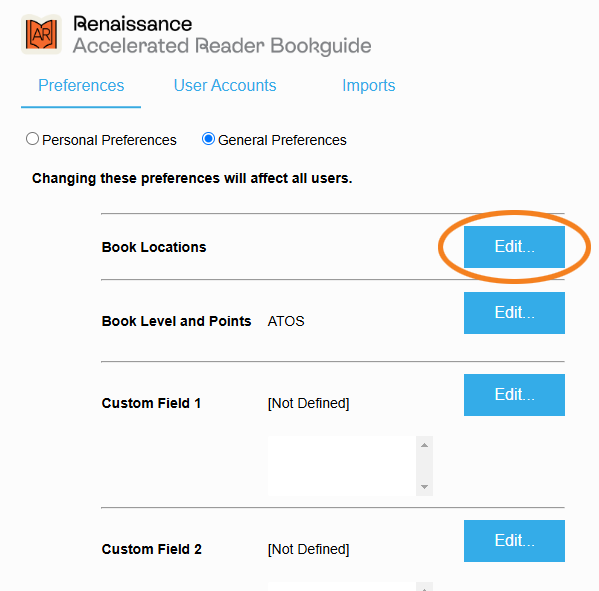 General Preferences (AR Bookguide)