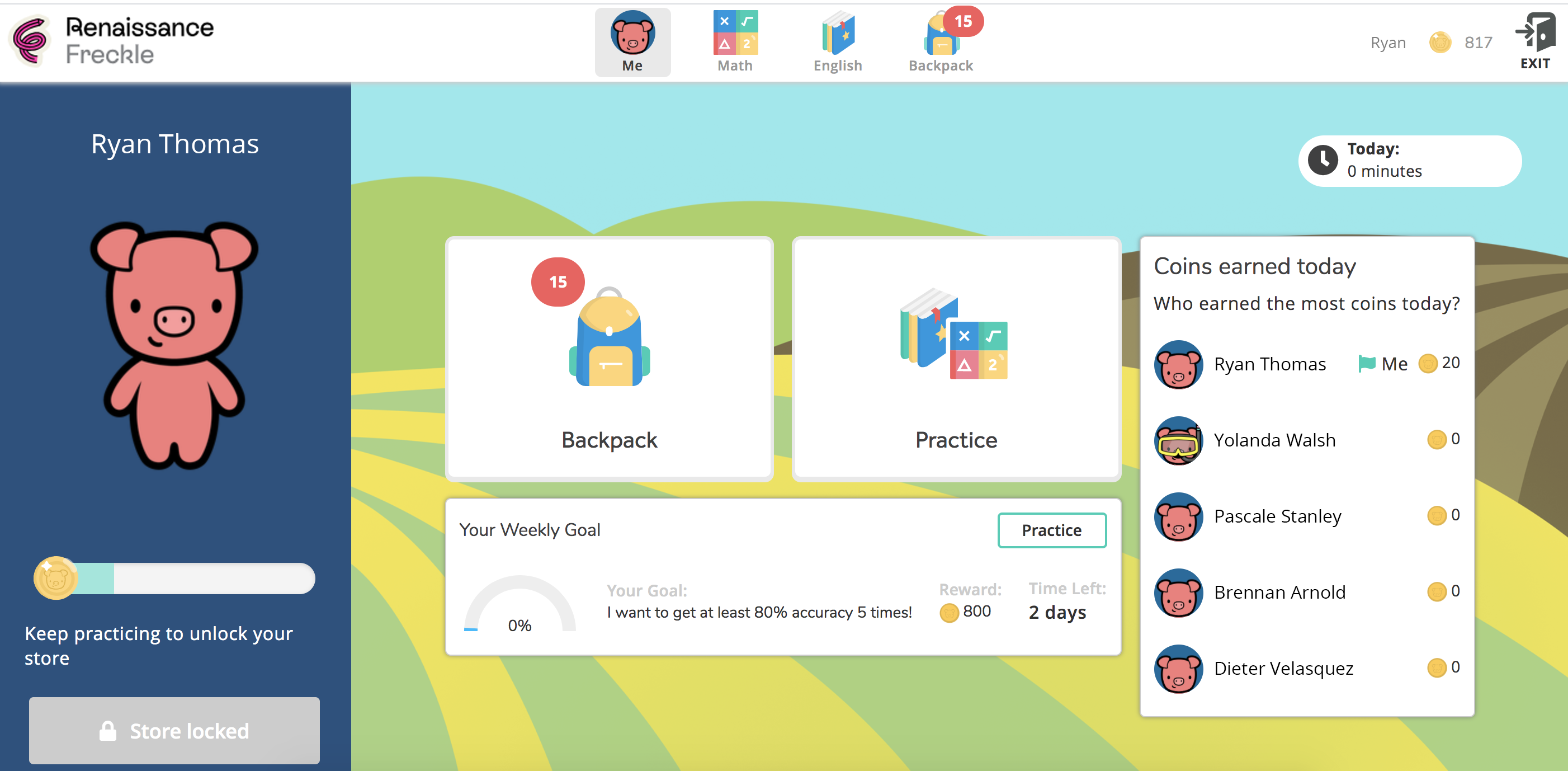 What do Freckle student dashboards look like for different grades?