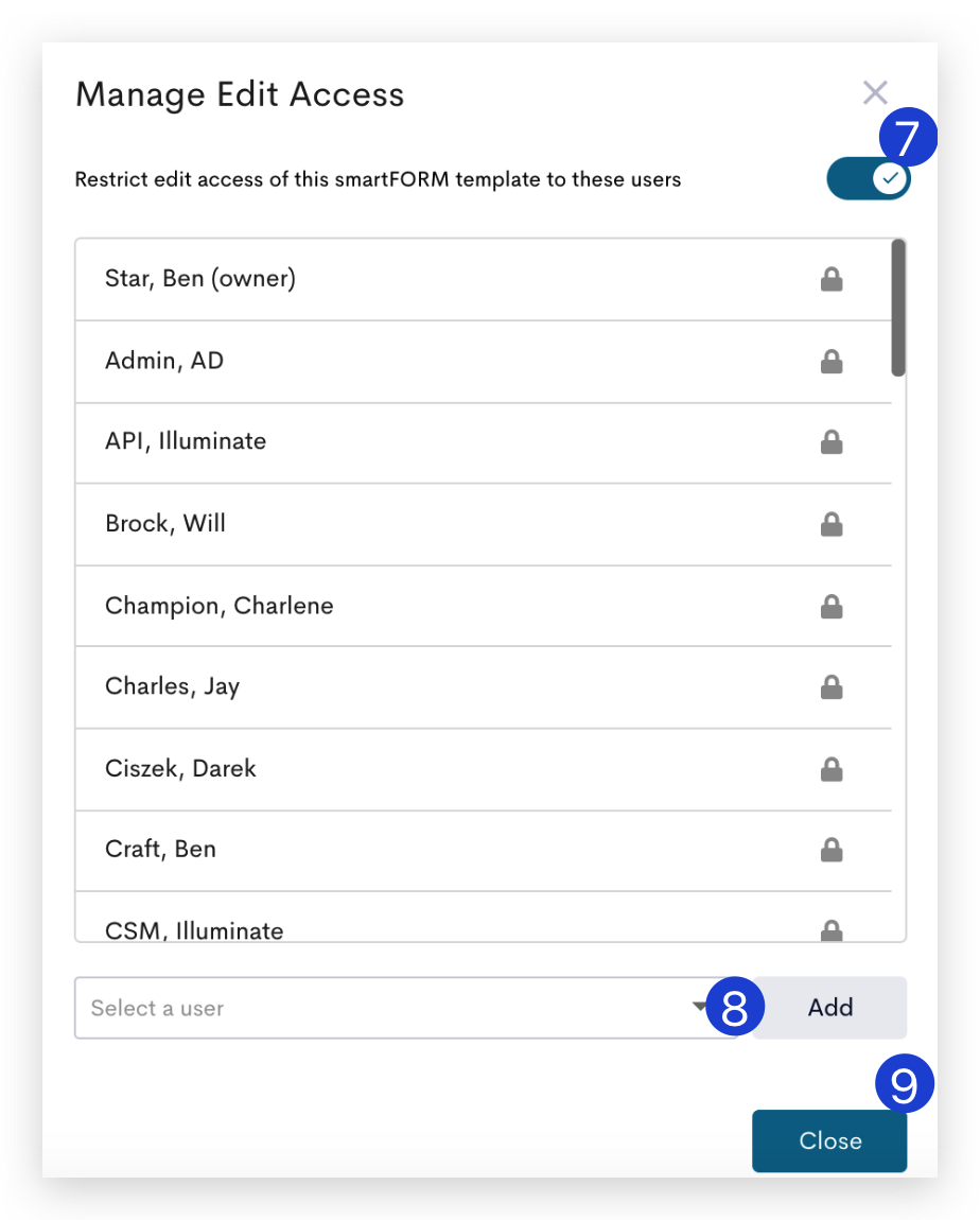 Manage smartFORM Template Edit Access