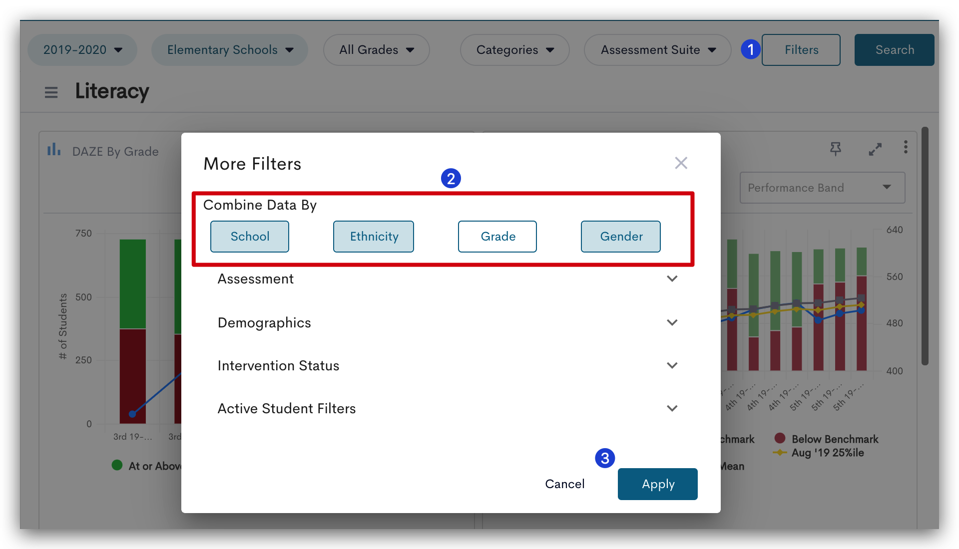 Using the Combine Feature on Charts and Advanced Filters