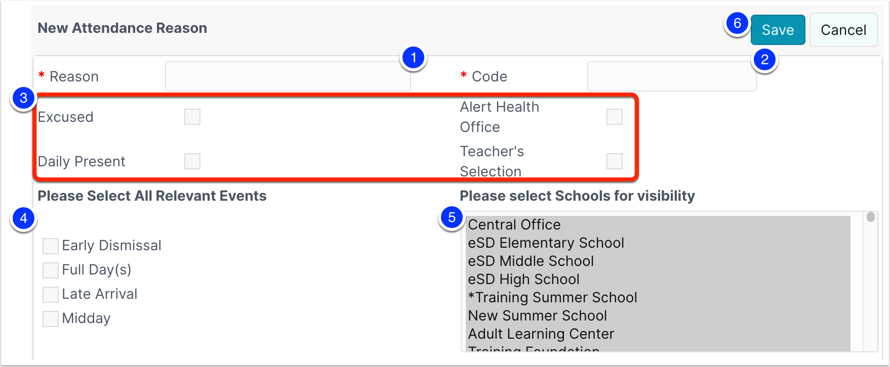 Creating a New Attendance Reason