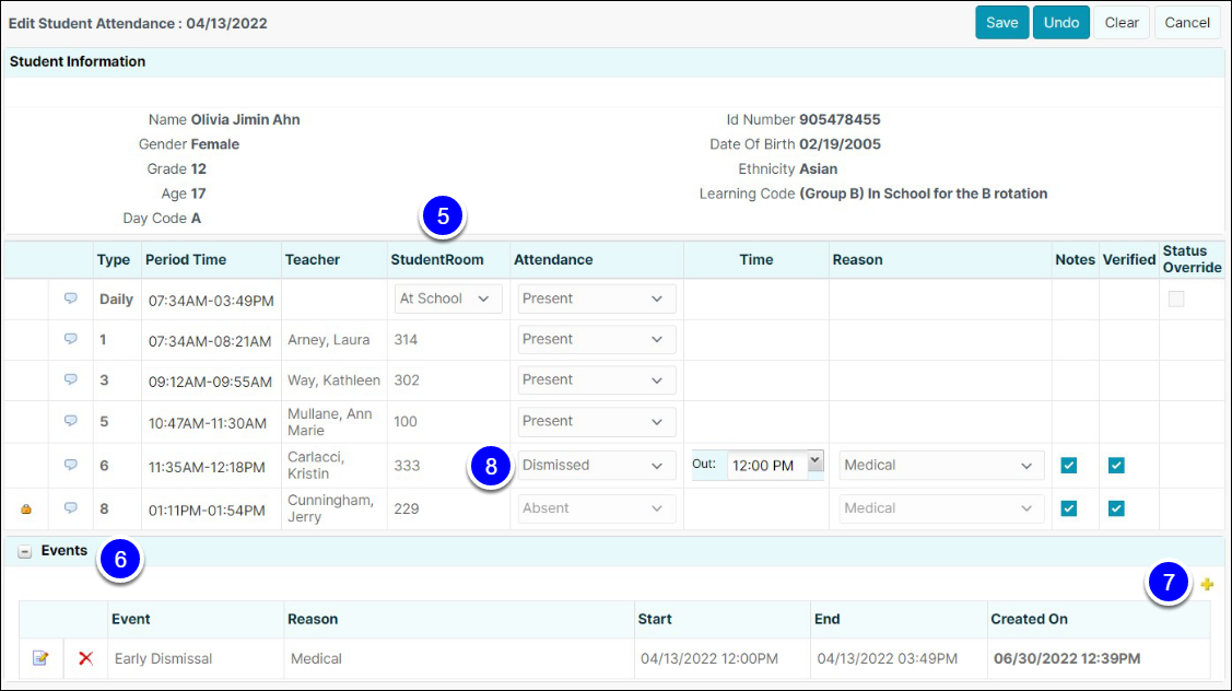 Editing Attendance from Attendance Profiles