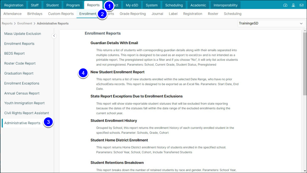 New Student Enrollment Report
